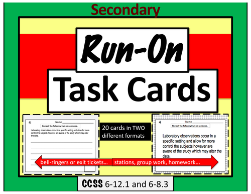 Run On Task Cards for the Secondary Student