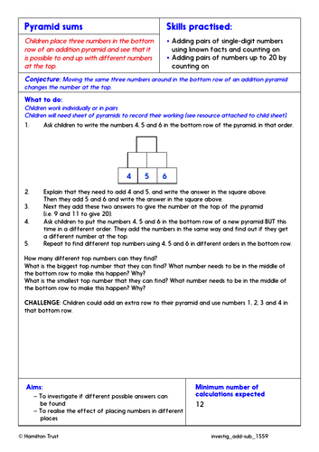 Relate adding/subtracting using facts - Problem-Solving Investigation - Year 1