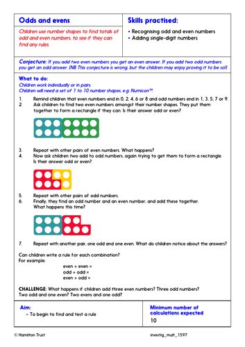 Counting in 2s - even and odd numbers - Problem-Solving Investigation ...