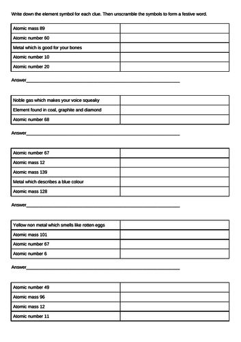 Festive Elements Scramble