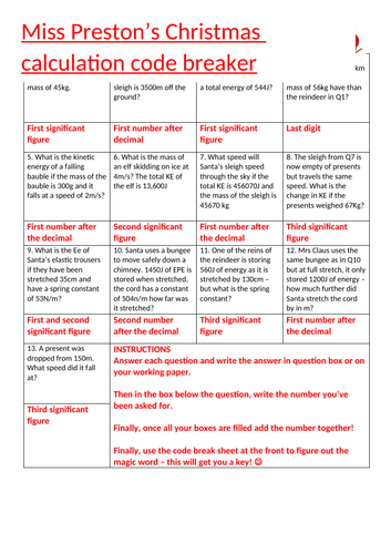 Christmas physics equations code break