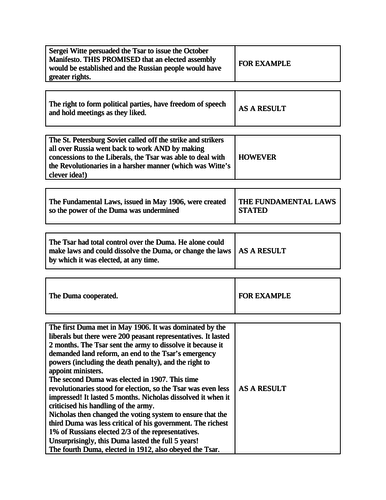 4. How far did Tsarist rule change in Russia 1905-1914?