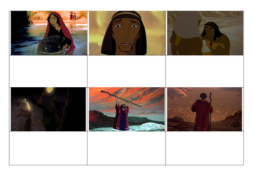 Story board for the Prince of Egypt film.