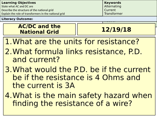 The National Grid Lesson - AQA GCSE