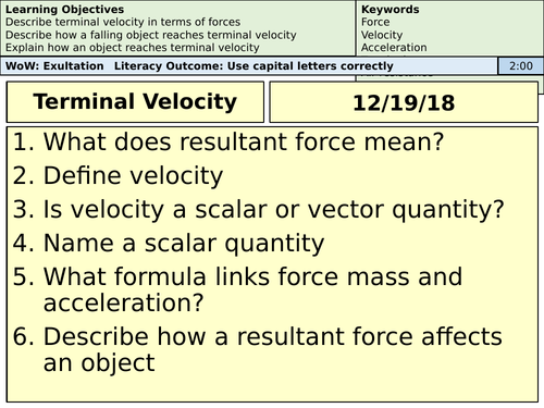 Terminal Velocity Revision Lesson - AQA