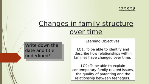 Changes in family structure over time