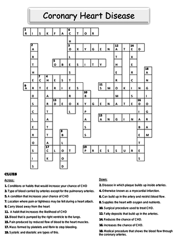 Coronary  heart disease crossword
