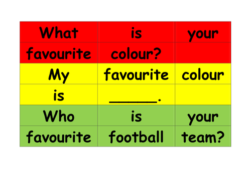 EAL flashcards / sentence building