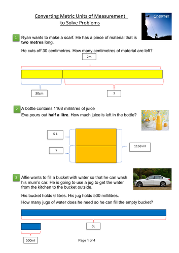 Converting Metric Units to Solve Problems Challenge Questions