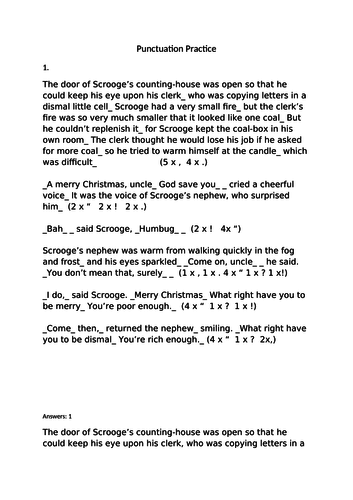 Punctuation practice: A Christmas Carol