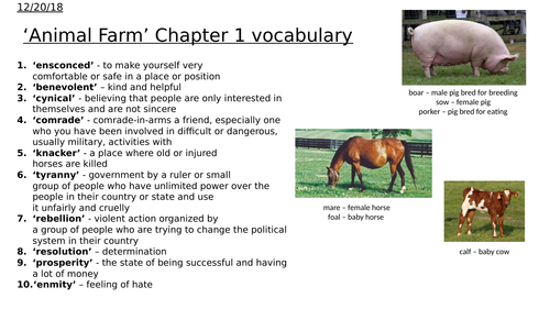 Animal Farm' vocabulary | Teaching Resources