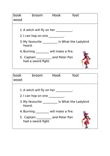 Yr 1 short /oo/ application worksheet