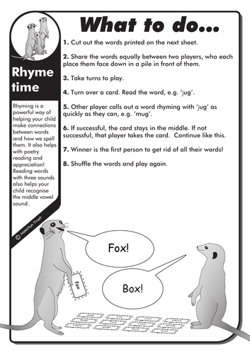 Rhyme Time - English Homework - KS1