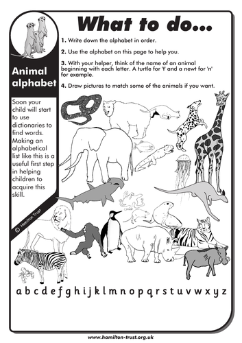 Animal Alphabet - English Homework - KS1 | Teaching Resources