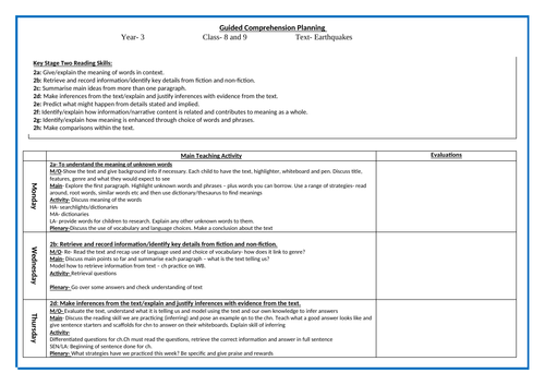 Year 3 - Comprehension - Earthquakes