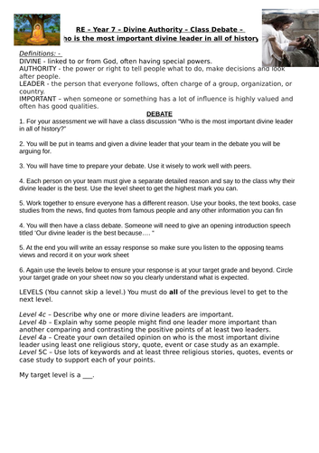 KS3 - Outstanding observation  lesson - RE - Who is the most important religious leader?