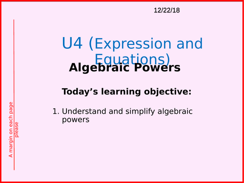 Algebra and Powers (Includes Rules of Algebra and Algebraic Powers)