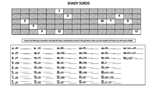 Shady Surds (simplify, multiply, add, subtract)