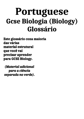 GCSE Biology glossary - Portuguese