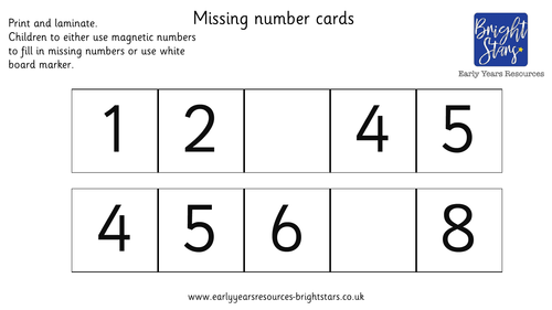 Missing Number cards