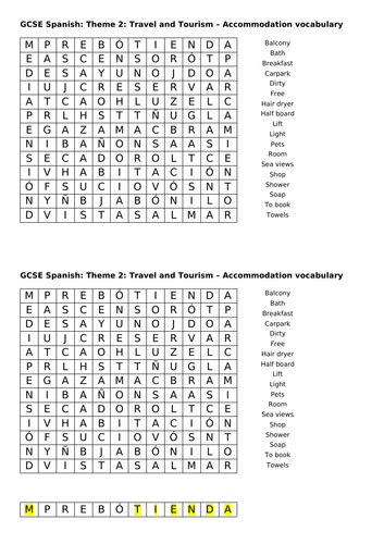 GCSE Spanish word searches Modules 1-4