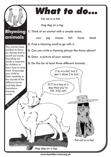 Rhyming Animals - English Homework - KS1 | Teaching Resources