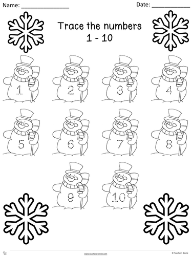 Winter theme - Trace numbers 1 - 20 | Teaching Resources