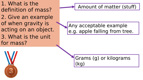 KS3 Gravity Structure Strip and Answers