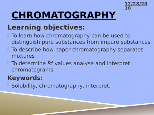 New trilogy AQA GCSE chemical analysis lesson 2 chromatography