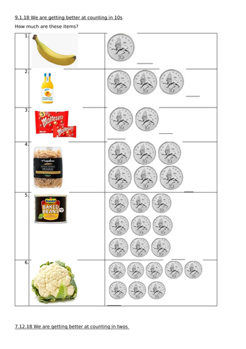 Counting in 10p coins