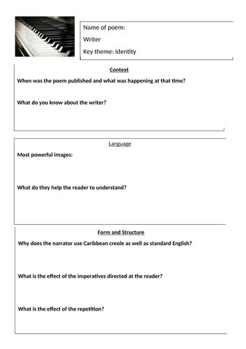 Themed Conflict Poetry Revision Identity Booklet