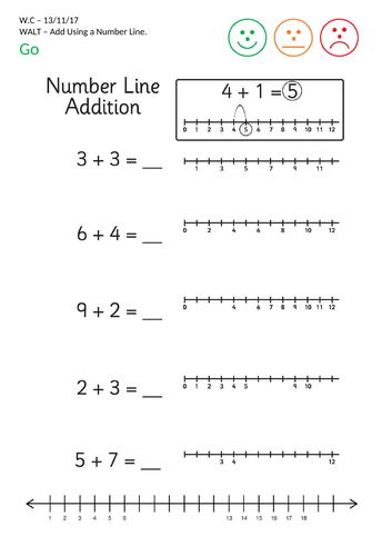 year 1 addition on a number line worksheets and resources