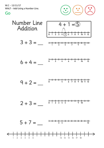Year 1 - Addition on a Number line - Worksheets and Resources.