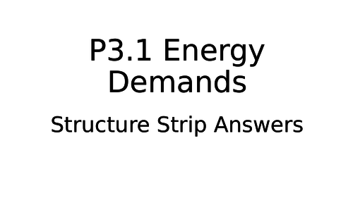 P3 Energy Resources Topic Structure Strips and Answers