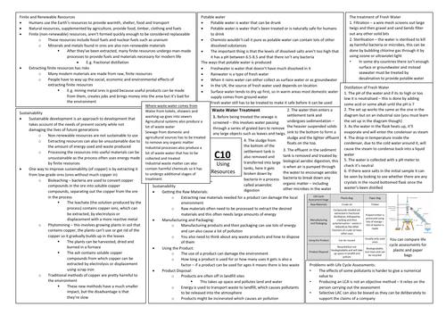 AQA GCSE Chemistry (9-1) C10 Triple Science Revision Summary Sheets