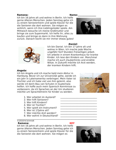 German Reading on Volunteer Work: Freiwillig Arbeiten Lesung