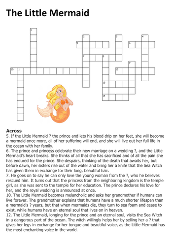 The Little Mermaid Crossword