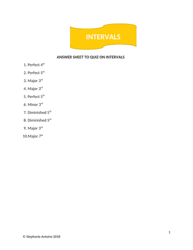 ANSWERS ON INTERVALS QUIZ