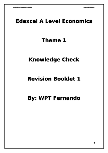 Edexcel Economics Theme 1 Revision booklet 1