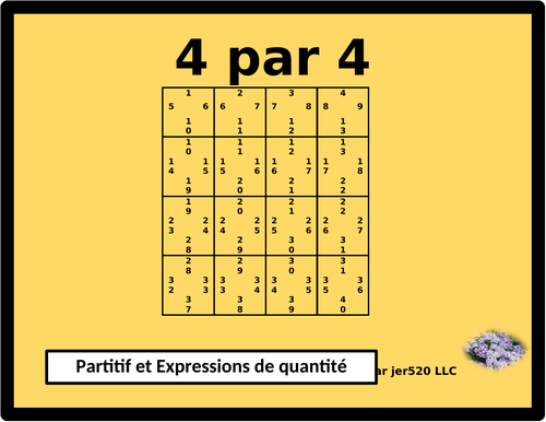 Partitif et les Expressions de quantité French 4 by 4