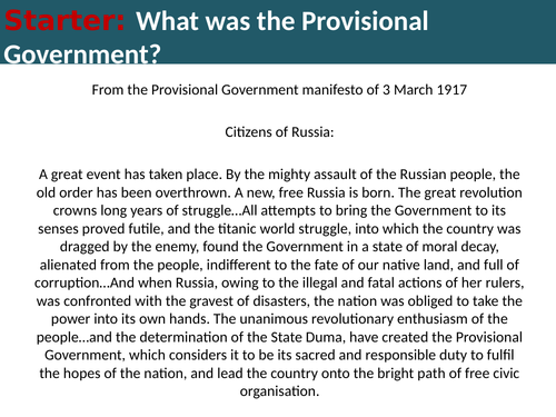 Edexcel iGCSE 9-1 Provisional Government Russia