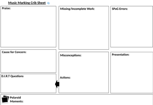 Essay Marking Crib Sheet