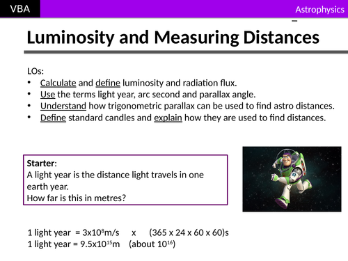 A2 Physics - Star Luminosity & Astronomical Distances
