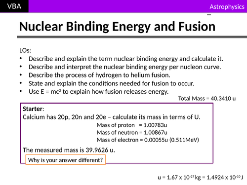 A2 Physics - Nuclear Binding Energy & Fusion