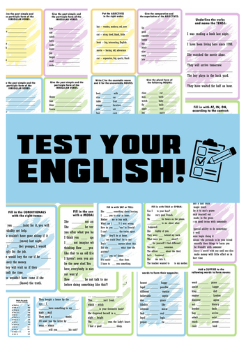 Test Your English! Task Cards | ESL EFL Conversation Cards | Speaking & Vocabulary Activities