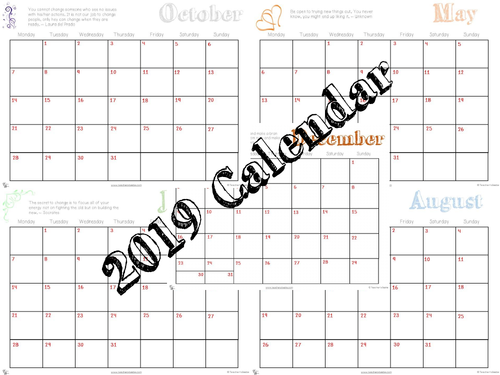 Monthly Calendar - 2019 Printable