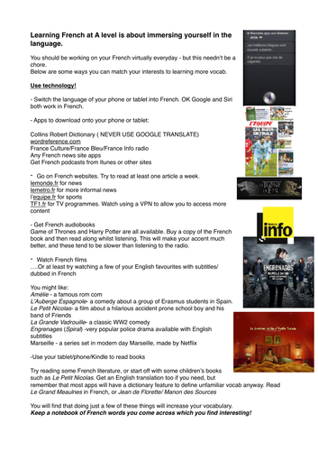 A Level French - tips for encouraging immersion