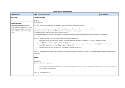 Year 4 Lorax Playscript Unit