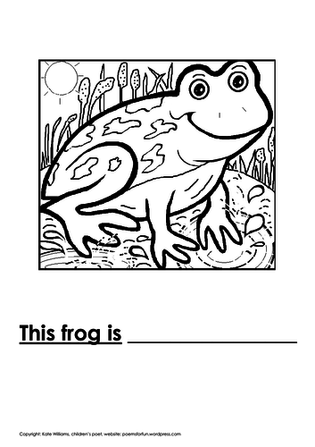 Frog Writing + Colouring Sheet - 1 line