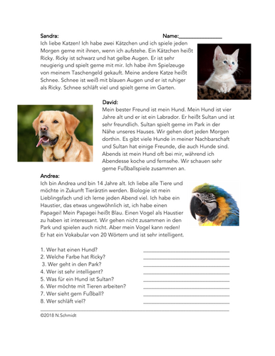 My Pets German Reading: Meine Haustiere Lesung